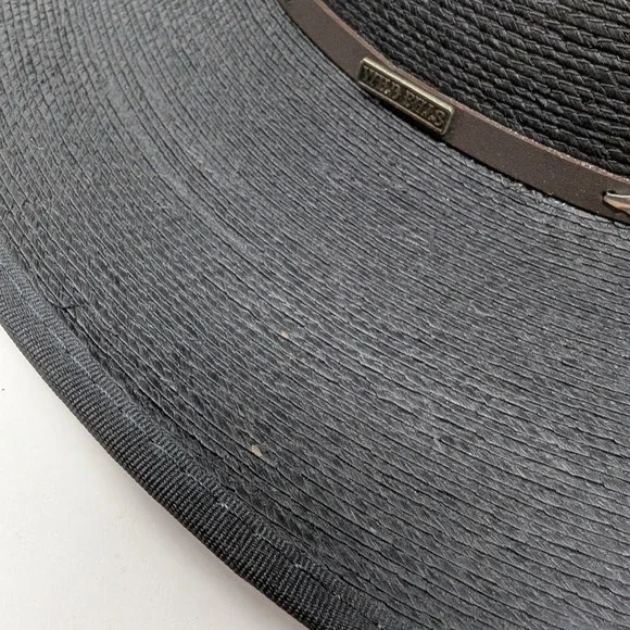 Wild Bill's 20X Straw Cowboy Hat Size 7 3/8 Black Palm Straw Western Wear - Picture 11 of 11